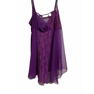 Victorias Secret Gold‎ Label Purple Nightgown Lingerie Chiffon Lace Small VTG